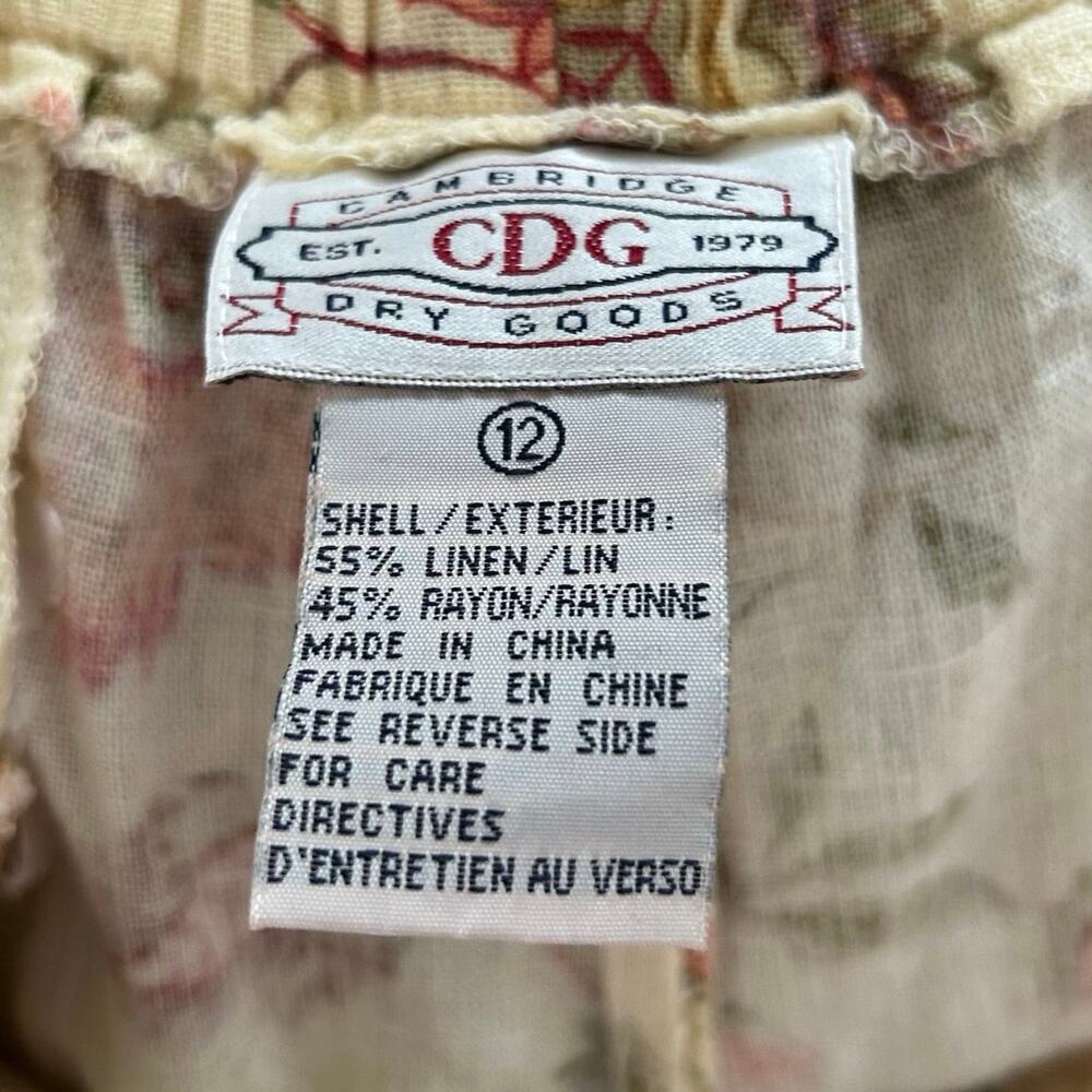 Vintage Linen Floral Mom Shorts Cottagecore Countrycore Yellow Size 12 - Picture 4 of 7